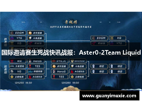 国际邀请赛生死战快讯战报：Aster0-2Team Liquid